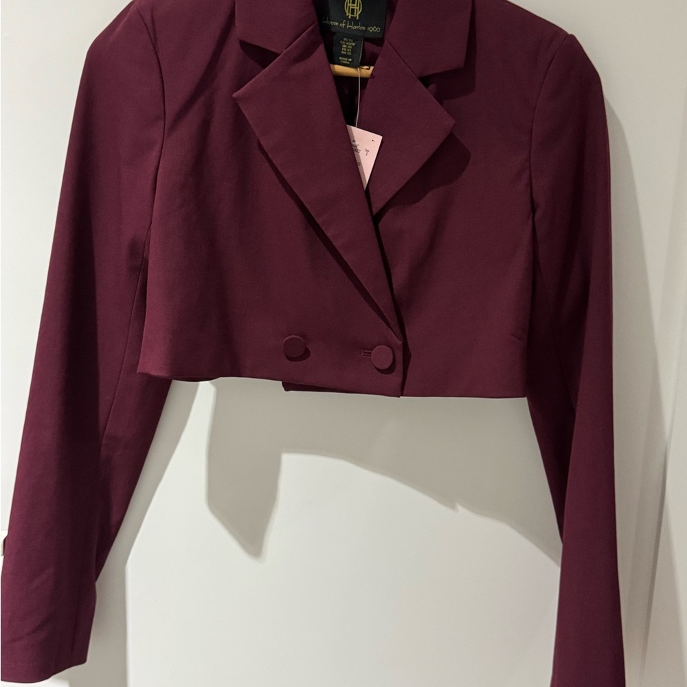 Women's Burgundy Cropped Blazer XS (NWT)
